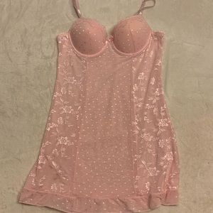 Pink lace slip lingerie